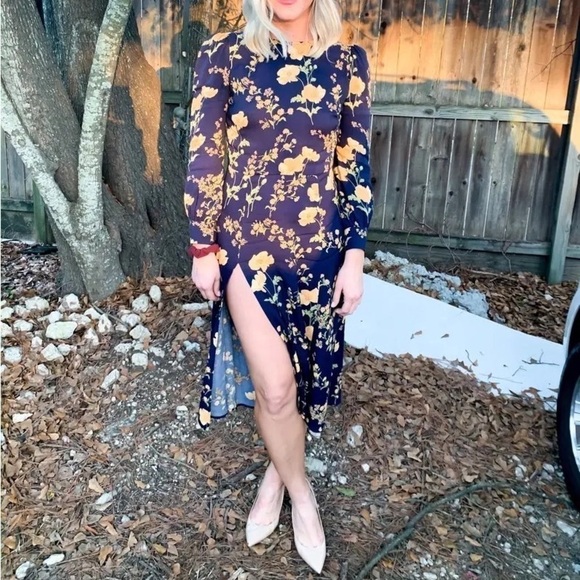 Reformation Dress Creed Midi Slit Floral Cutout Keyhole Marseille 4 EUC - Picture 12 of 13